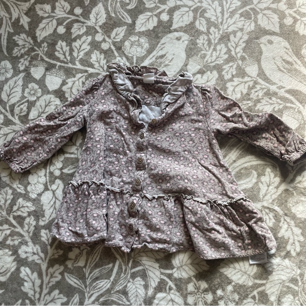 GAP Pink Floral Ruffle Blouse